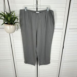 J Jill Love Linen Gray Cropped Pants Womens Size L‎ Lagenlook Elastic Waist